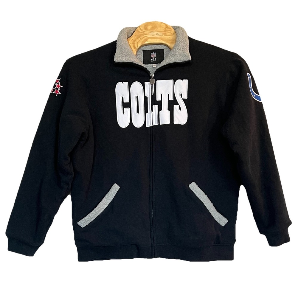 Colts NFL Vintage Proline Large Blue Fleece Lined Wool Jacket Football Fan
